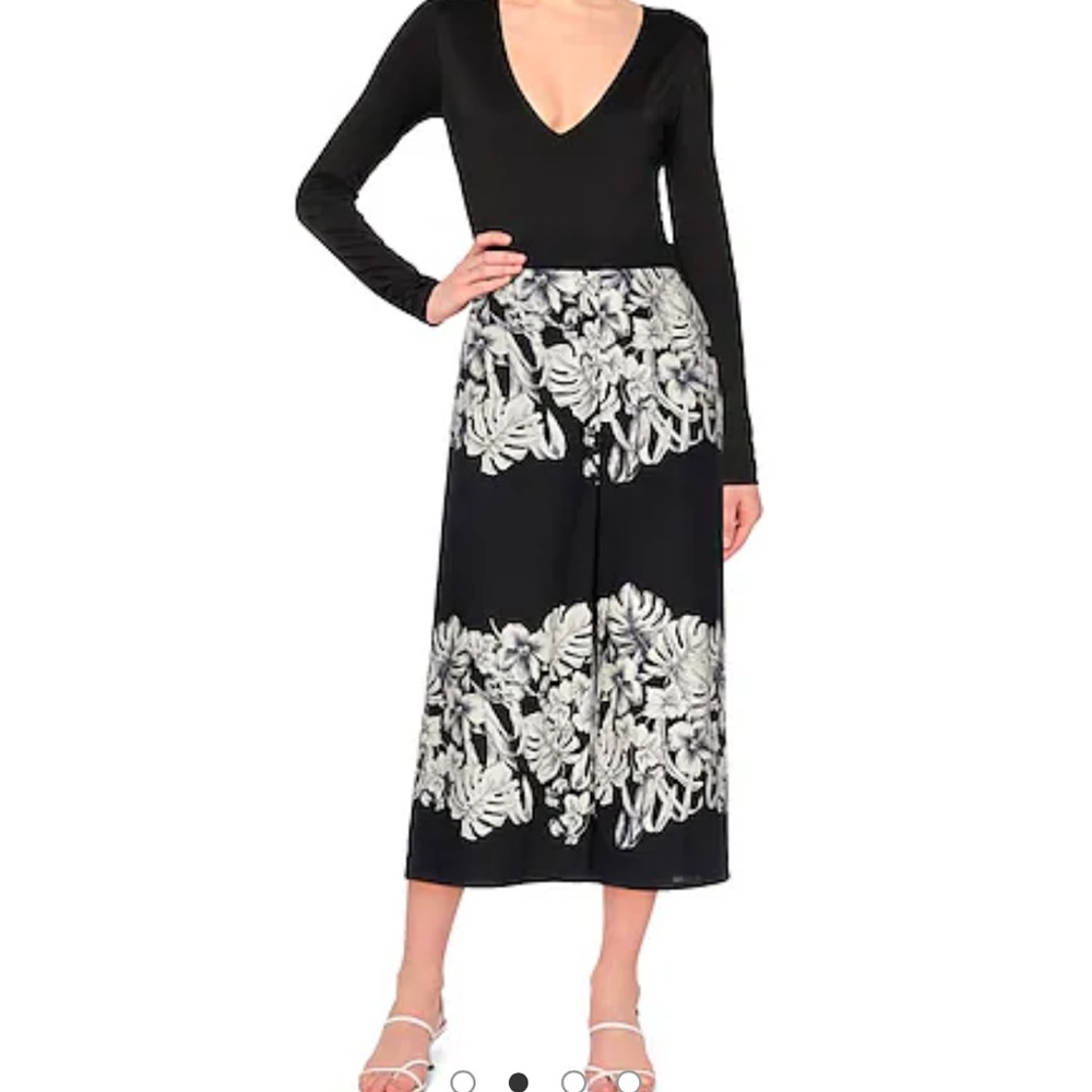 Twin-Set Black and White Floral wide leg pants